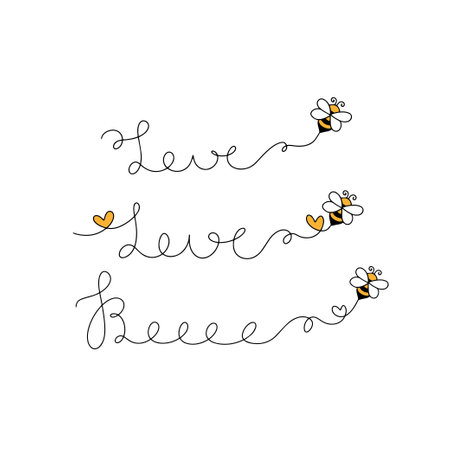 Cartoon fly bee vector illustration set. Bee trail isolated on white backgroundのイラスト素材
