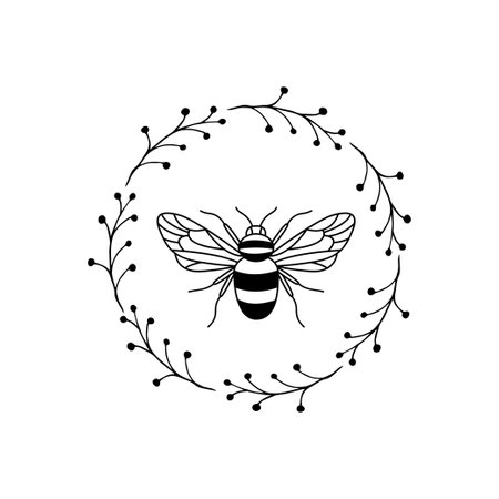 Bee and wreath vector illustrationのイラスト素材