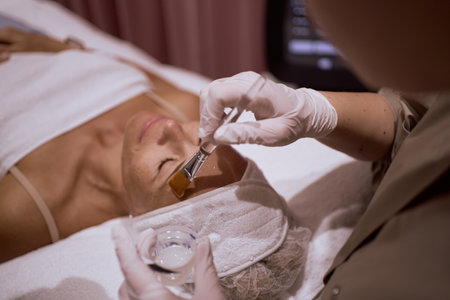A Facial Treatment is Currently Underway with a Highly Skilled and Experienced Aestheticianの写真素材