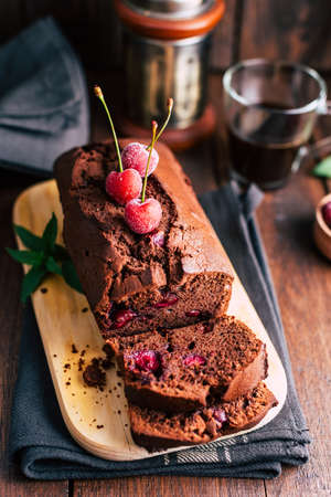 Chocolate muffin with homemade cakesの写真素材