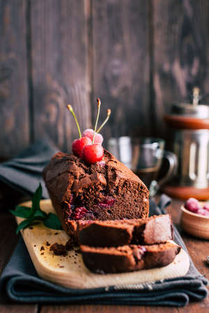 Chocolate muffin with homemade cakesの写真素材