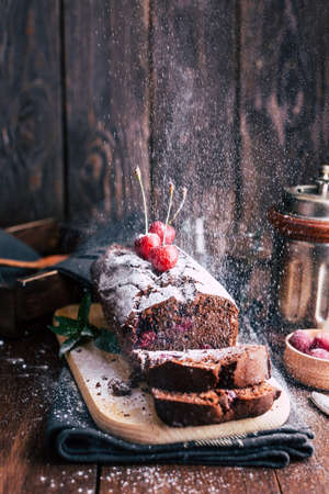 Chocolate muffin with homemade cakesの写真素材