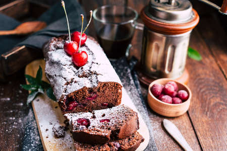 Chocolate muffin with homemade cakesの写真素材