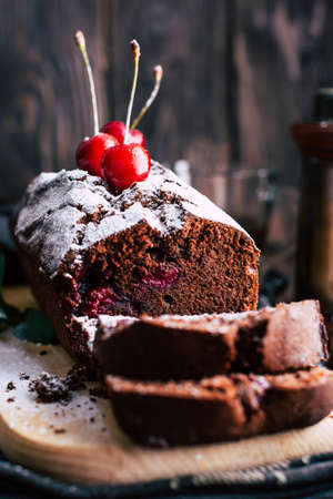 Chocolate muffin with homemade cakesの写真素材