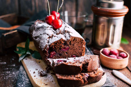 Chocolate muffin with homemade cakesの写真素材