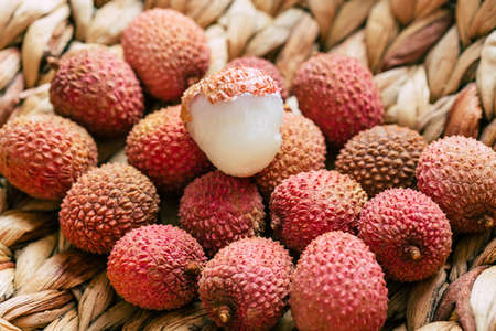 Lychee. Sweet Thai exotic tropical fruit.の写真素材