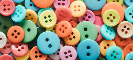 Multi-colored Plastic Buttons. Long Banner
