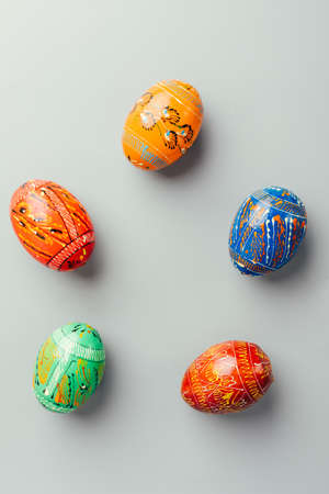 Easter eggs on gray background