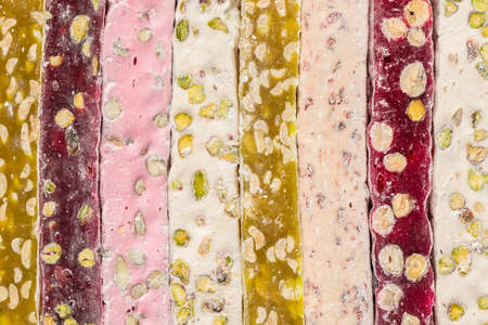 Turkish delight close-up background. Rahat lokumの写真素材