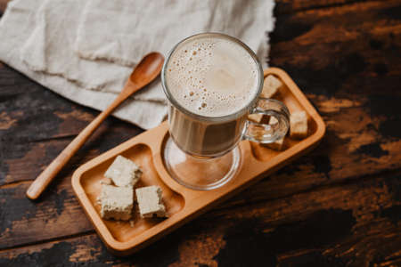 Halva latte. Coffee recipe trend.の写真素材