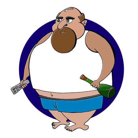 Vector image of a fat man at homeのイラスト素材
