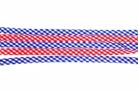 Checkered decorative ribbons (red and blue)の写真素材