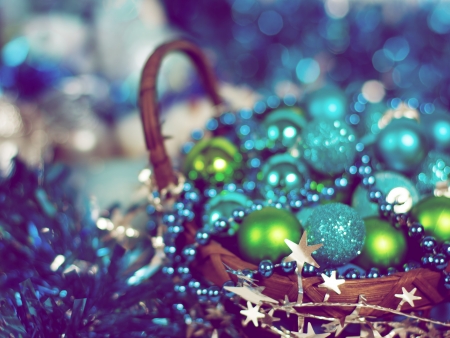 Christmas decoration with different balls and tinsel の写真素材