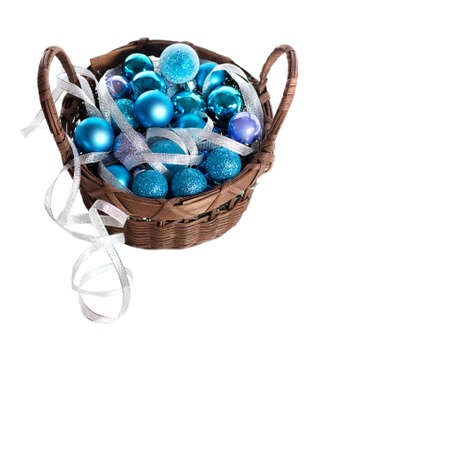 Christmas decoration with blue ballsの写真素材