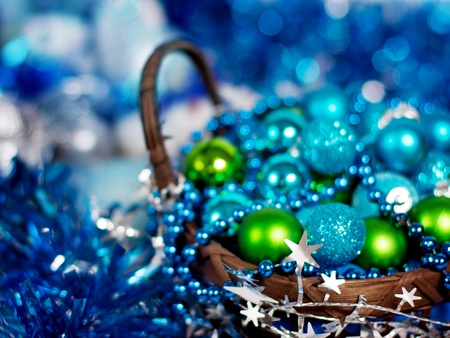 Christmas decoration with different balls and tinsel on white backgroundの写真素材