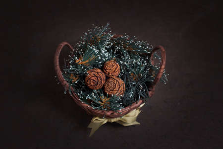 Christmas decoration with sequoia cones の写真素材