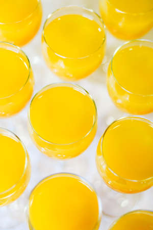 Fresh orange juice. Top view. Selective focus.の写真素材