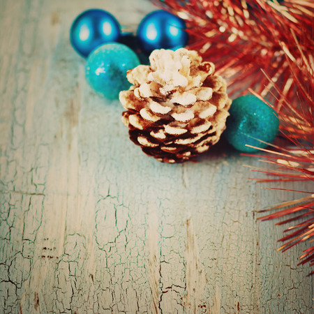Christmas card with snowy cone in vintage retro style. の写真素材