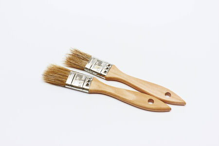 New different renovation brushes on white backgroundの写真素材