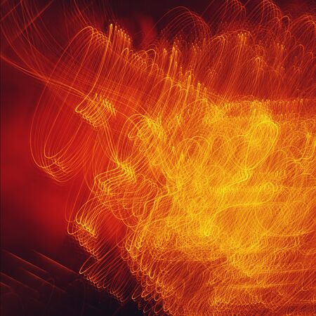 Abstract red background with flash lights made by long exposureの写真素材