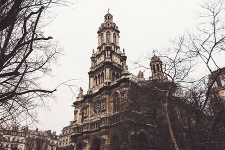 The Holy Trinity Church (Église de la Sainte-Trinité) in Paris, France. Roman Catholic Church of the Second Empire Period, Beautification and Reorganization of Paris under Baron Haussmann. Built between 1861 and 1867.の写真素材
