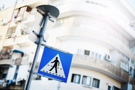 Pedestrian sign on Israel street, selective focusの写真素材