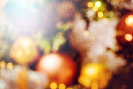 Blurred golden Christmas decoration backgroundの写真素材