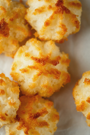 Close-up of little coconut cookiesの写真素材