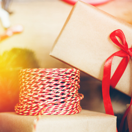 Christmas stuff for presents, tonedの写真素材