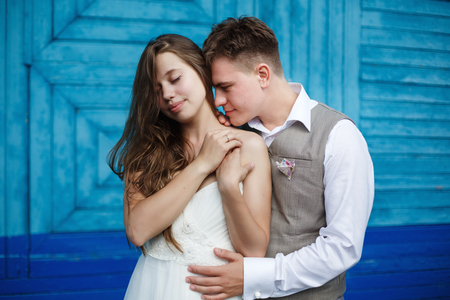 Awesome young wedding couple lovingの写真素材