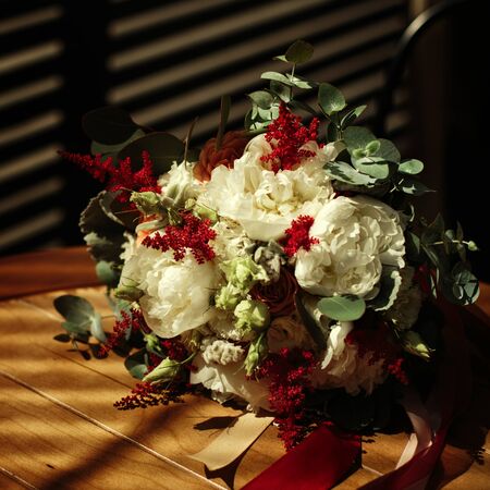 Wedding rustic flowers close-up, image tonedの写真素材