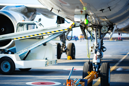 Preflight service, aircraft maintenance in the airport before departureの写真素材