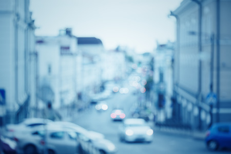 Blurred traffic at the city street, urban backgroundの写真素材