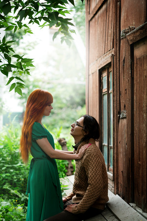Young stylish couple in romantic place outdoorsの写真素材