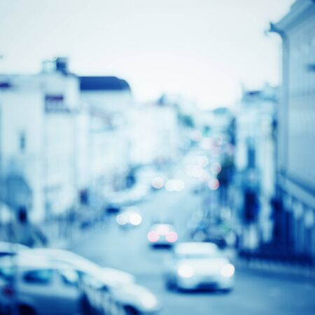 Blurred traffic at the city street, urban backgroundの写真素材
