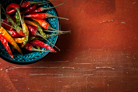 Red chili peppers top view, close-up, food backgrounds