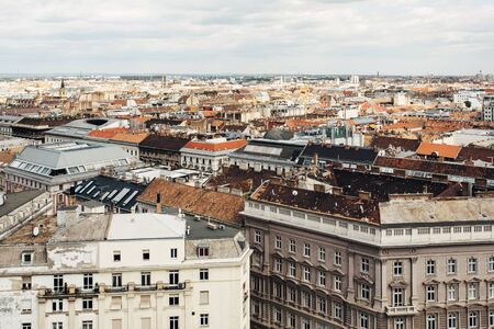 Aerial view on the Budapest city with different architectue styles. Budapest is the capital of Hungury.の写真素材