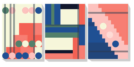 Mid century art.Set of abstract posters with geometric shapes.Modern minimal 20s design...