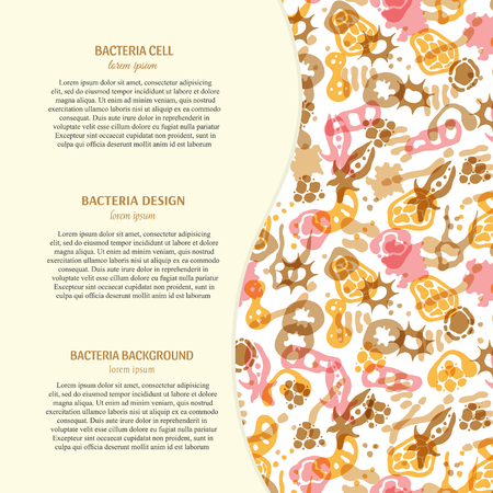 Vector background with bacterial, cells, virus and germs. Hand drawn medical background with text. Perfect for an article in a magazine .のイラスト素材