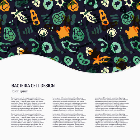 Vector background with bacterial, cells, virus and germs. Hand drawn medical background with text. Perfect for an article in a magazine .のイラスト素材