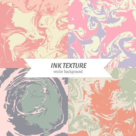 Vector set of  ink  background. Suminagashi ang marbling texture.のイラスト素材