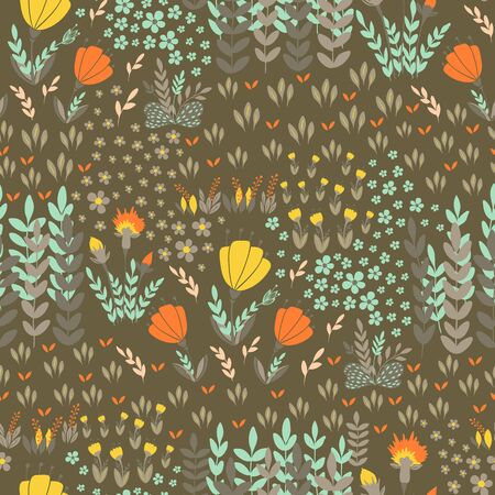 Vector seamless pattern with flowersのイラスト素材