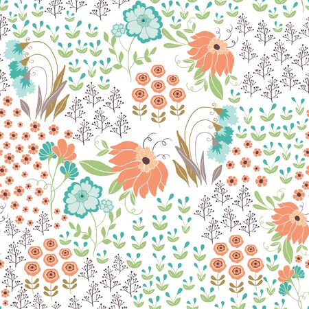 Vector seamless pattern with flowersのイラスト素材