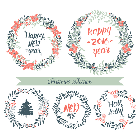 Christmas collection wreathsのイラスト素材