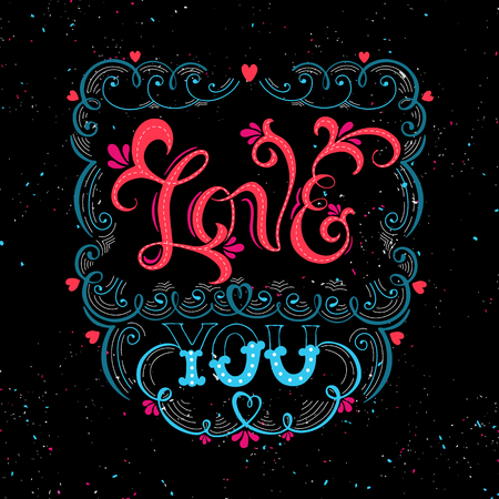 Lettering illustrations Love youのイラスト素材