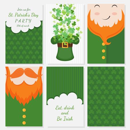Modern flat card design with Saint Patrick's Day symbolsのイラスト素材