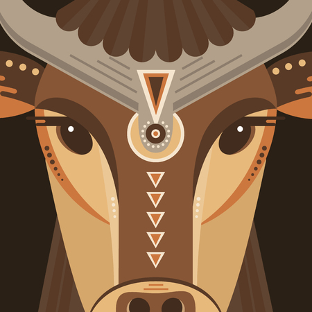 Cow face in flat styleのイラスト素材