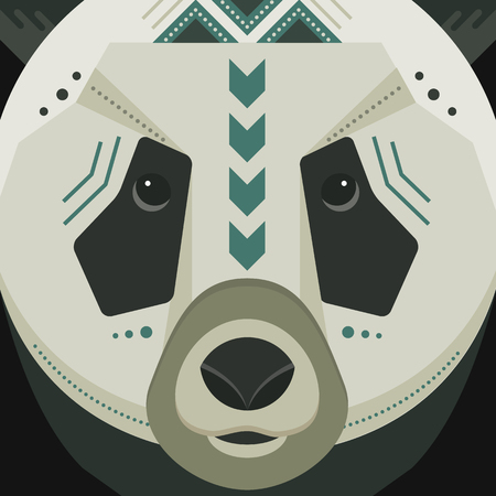 Panda head in flat styleのイラスト素材