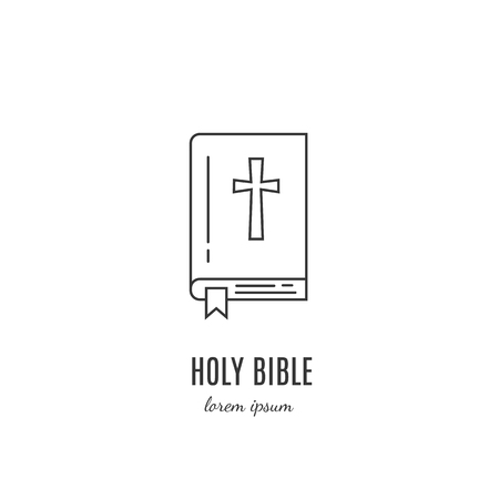 Vector holy bible icon in trendy linear style isolated on white.  Logo design.のイラスト素材