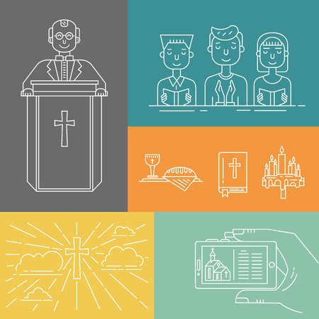 Christianity line setのイラスト素材